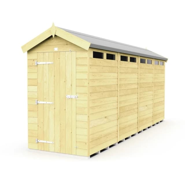 Buttercup Farm 4 x 16 Feet Apex Security Shed - Single Door - L472 x W118 x H217cm in Brown Brown Unisex