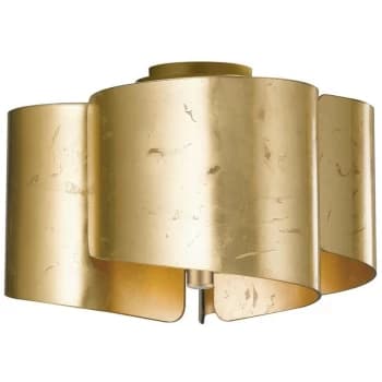 Fan Europe Imagine - Curved Glass Semi Flush Ceiling Light, Golden Leaf, E27