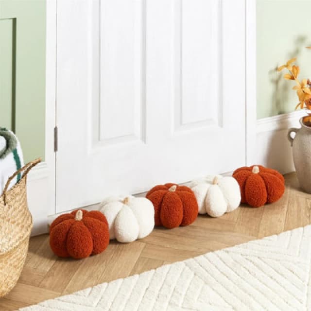 OHS OHS Pumpkin Shaped Boucle Decorative Draught Excluder - Rust/White in Burnt Orange Burnt Orange One Size Unisex 5027434226559