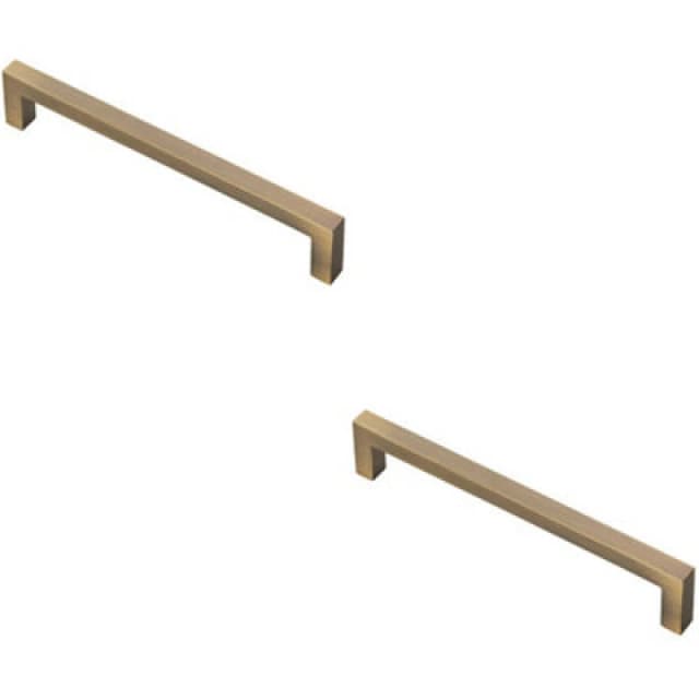 Loops 2x Square Block Pull Handle 170 x 10mm 160mm Fixing Centres Antique Brass Metallics unisex
