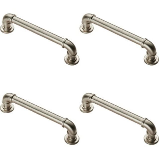 Loops 4x Pipe Design Cabinet Pull Handle 128mm Fixing Centres 12mm Dia Satin Nickel Metallics unisex
