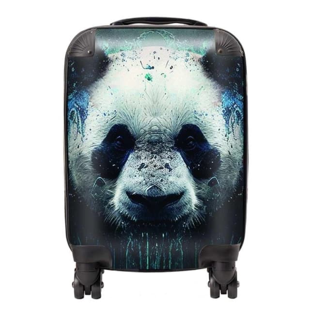 Warren Reed - Designer Panda Face Splashart Dark Background Suitcase in Blue Size: Large Blue Unisex Large