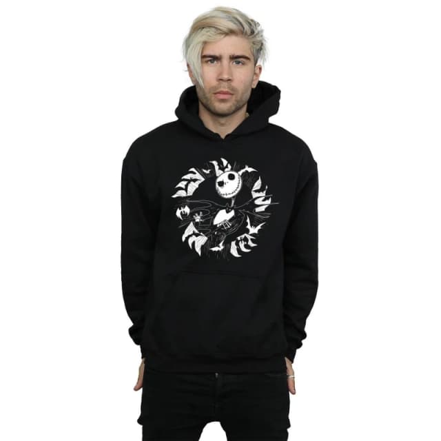 Disney Men Nightmare Before Christmas Jack Bat Circle Hoodie in Black Size: Small Black S Male 5059568284273
