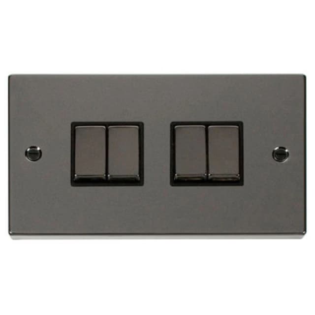 SE Home Black Nickel 10A 4 Gang 2 Way Ingot Light Switch Black