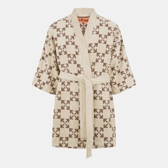Off White Bathrobe Cream/Taupe unisex S