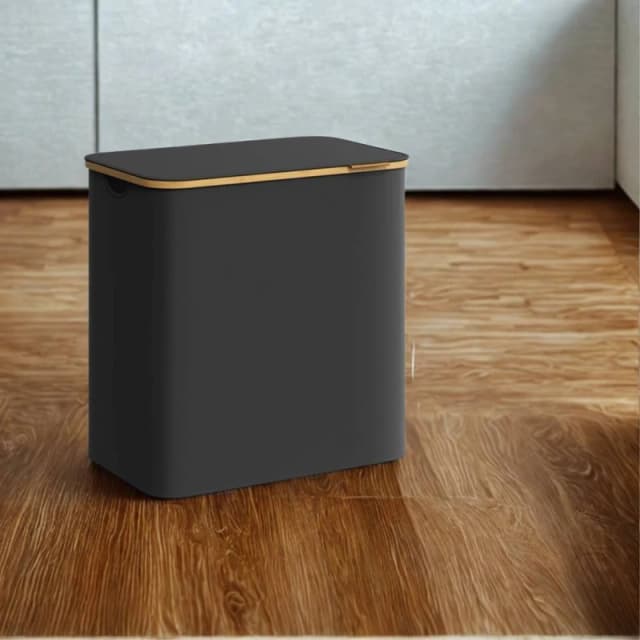 Pirlo Plush 150L Triple Laundry Basket With Lid & Removable Lining in Black Unisex