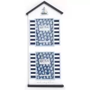 Sea Shore Beach Hut Boat Double Photo Frames
