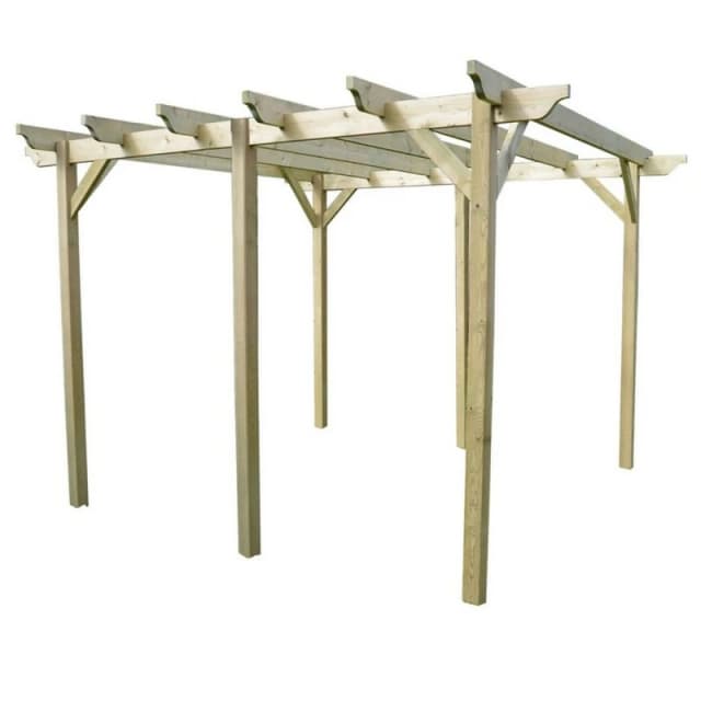 Rutland County Garden Furniture Ltd Garden Pergola 6 Posts - Wood - L300 x W660 x H270cm - Rustic Brown in Light Green Light Green Unisex