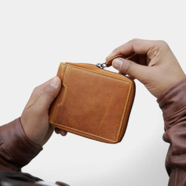 PRIMEHIDE Leather Alperto Zip Around Wallet Tan male 12 x 10