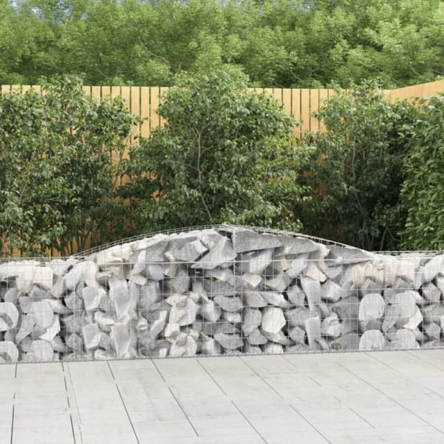 VIDAXL Arched Gabion Baskets 3 pcs 400x50x60/80cm Galvanised Iron vidaXL 8720845575540
