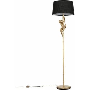 Hanging Monkey Floor Lamp in Gold with Doretta Shade - Black - No Bulb