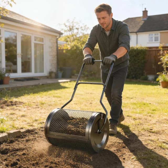 OUTSUNNY Compost Spreader, 20" Peat Moss Spreader in Black Unisex