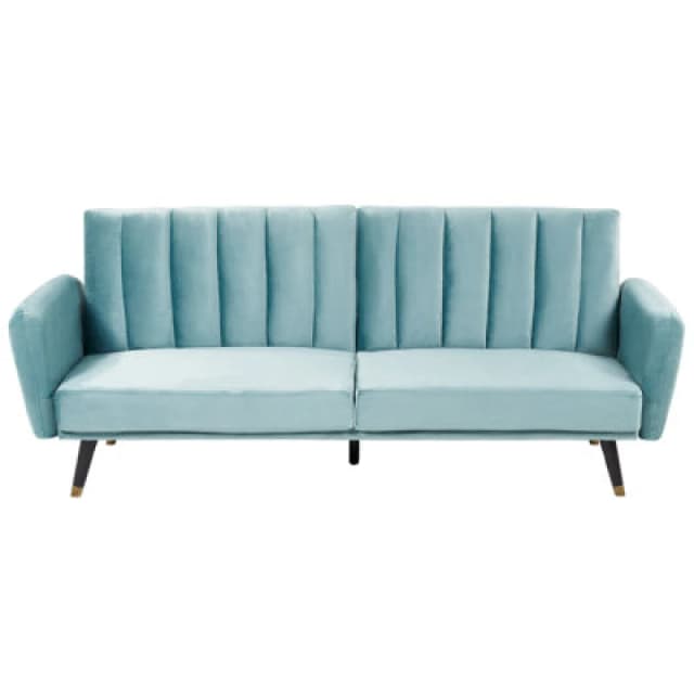 Beliani Sofa Bed 3 Seater Vimmerby Velvet Light Blue