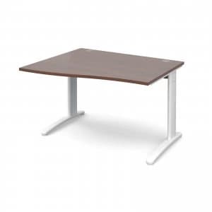 TR10 Left Hand Wave Desk 1200mm - White Frame Walnut Top
