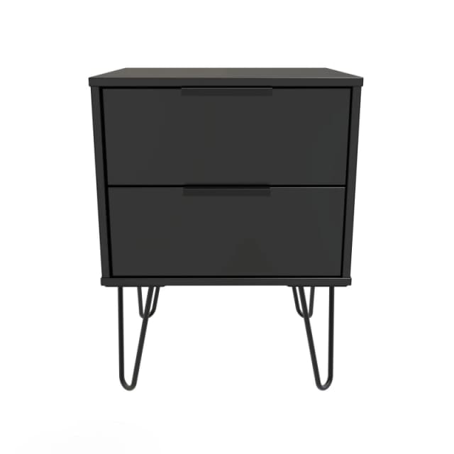 Fuji 2 Drawer Bedside Cabinet In Black Matt (Ready Assembled)