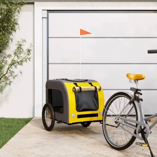 VIDAXL Pet Bike Trailer Yellow and Grey Oxford Fabric&Iron Vidaxl 8720845769253