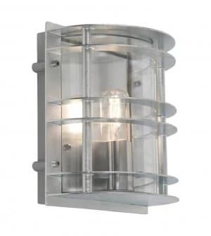 1 Light Outdoor Flush Wall Light Galvanised IP55, E27