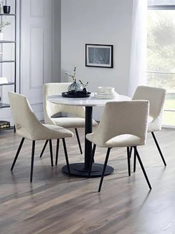 Julian Bowen Luca Round Table & 4 Iris Ivory Chairs Black VZ01K Unisex