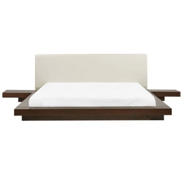 Beliani Bed Faux Leather Zen 180 X 200 Cm (Eu Super King) Dark Ash Wood