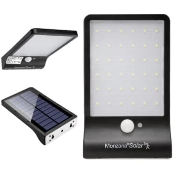 LED Solar Wall Light Solar Lantern Stainless Steel Lamp Garden Outdoor 36 LEDs Compact - Monzana