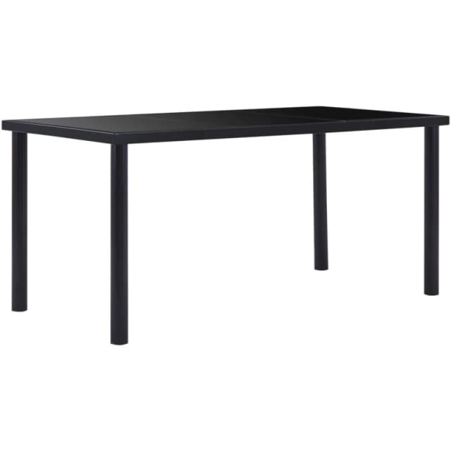 VIDAXL Dining Table Black 160x80x75cm Tempered Glass Vidaxl 8719883600550