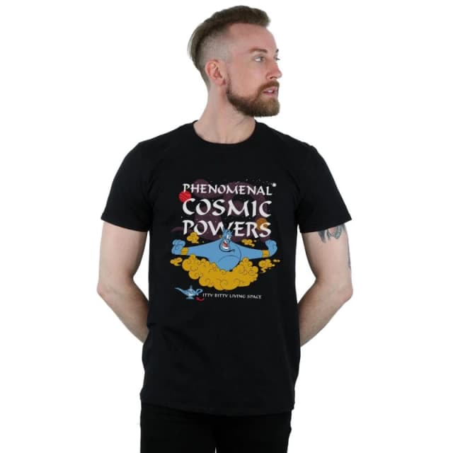 Disney Men Aladdin Genie Phenomenal Cosmic Powers T-Shirt in Black Size: Small Black S Male 5059114530700