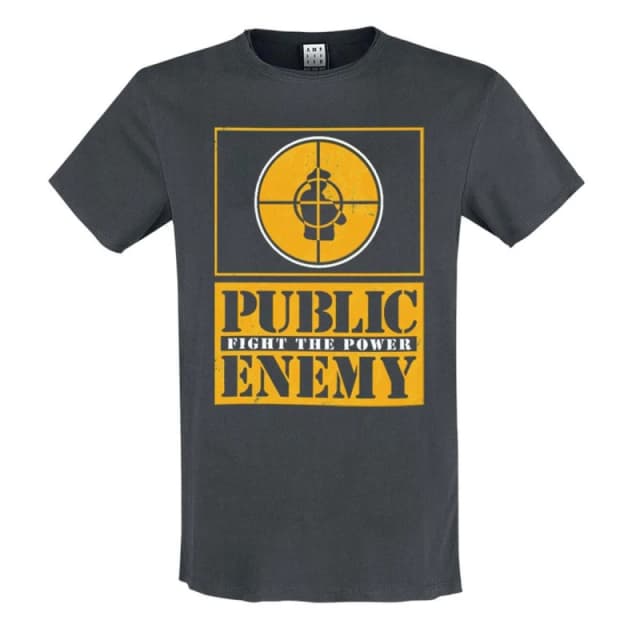 Amplified Amplified Men Fight The Power Public Enemy T-Shirt in Charcoal Size: Small Charcoal S Male 5063470408214