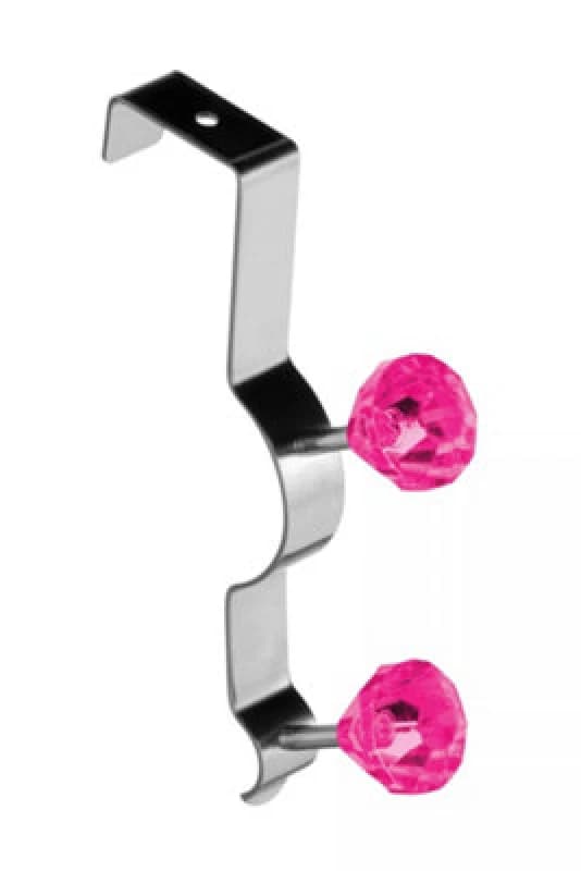 Premier Housewares Over Door Diamantes Double Hook Pink