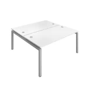 Telescopic Sliding 8 Person Bench with Cable Port and White Frame - 1600mm - White