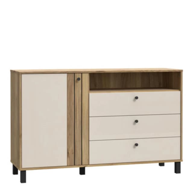 Furniture To Go Grafton 1 Door 3 Drawer Chest In Cream And Oak
