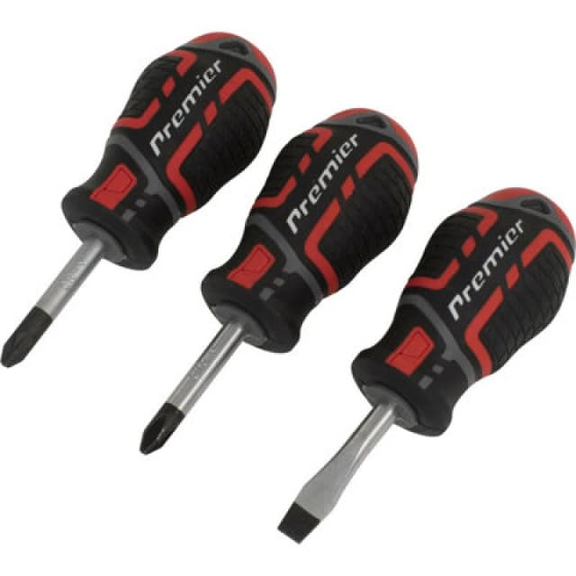 Loops 3 PACK Premium Stubby Screwdriver Set - Slotted Phillips & POZI - 38mm Mini Multi