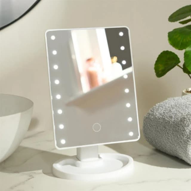OHS OHS LED Vanity Mirror Bedroom Light Up Free Standing Make Up Cosmetic in White White One Size Unisex 5027434215881