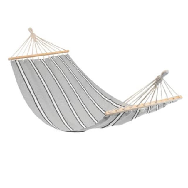 Harbour Housewares Cotton Garden Hammock With Spreader Bars - Grey/white Stripe