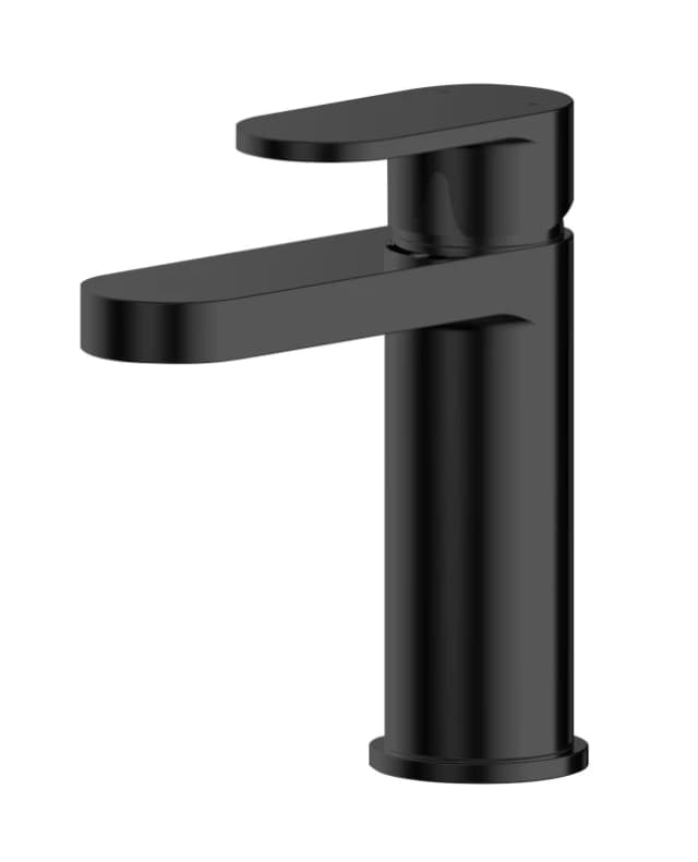 Balterley Current Round Mono Basin Mixer Tap with Push Button Waste Matt Black Black