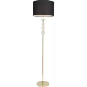 Zumaline Rea Floor Lamp with Shade, Gold, Black, 1x E27