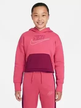 Nike NSW Club Fleece Hood Icon Clash Hoodie - Pink/Maroon, Pink/Maroon, Size L, Women