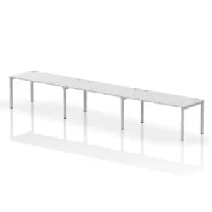 Impulse Bench Single Row 3 Person 1600 Silver Frame Office Bench Desk White