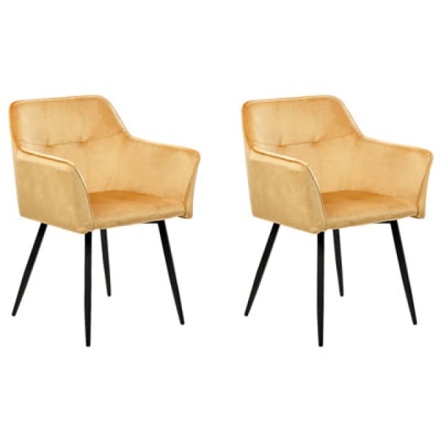 Beliani Set Of 2 Dining Chairs Jasmin Velvet Mustard