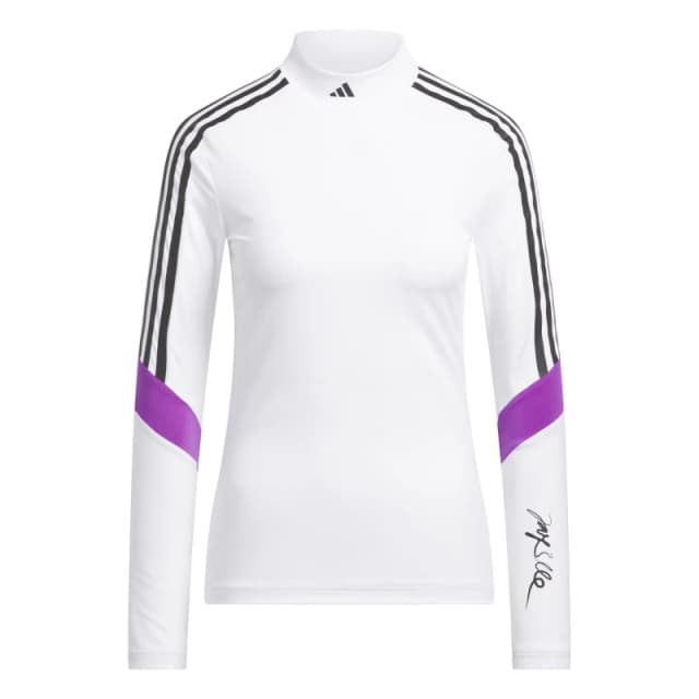 adidas Mock Long Sleeve Performance Polo Shirt White female 10 (S)