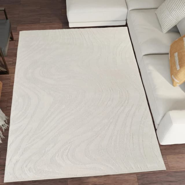 Hamilton Modern Metallic Sheen Area Rug - Marble Inspired Design Cream 200Cm X 290Cm