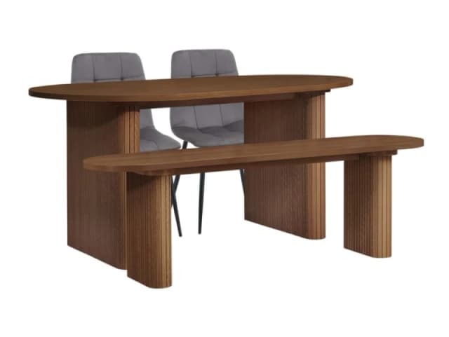 Birlea Axel Walnut 160cm Dining Table and Chair and Bench Set