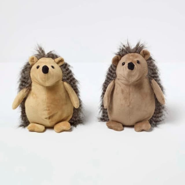 Homescapes Hedgehog Doorstop - Set of 2 - Animal Door Stops Brown