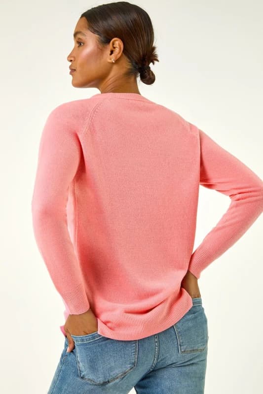 Roman Plain Soft Crew Neck Jumper Rose
