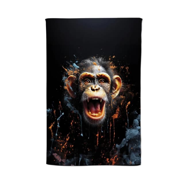 Warren Reed - Designer Monkey Face Splashart Tea Towel in Orange Orange Unisex