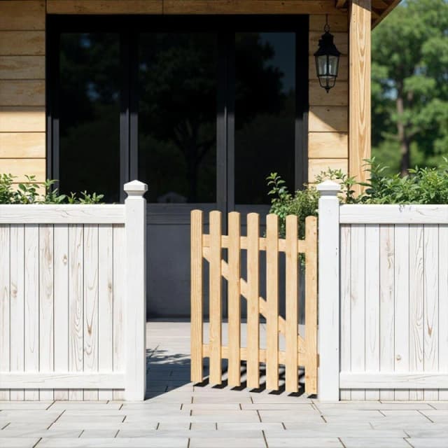 Breeins 120cm H Garden Wood Fence Gate with Latch Brown Brown L