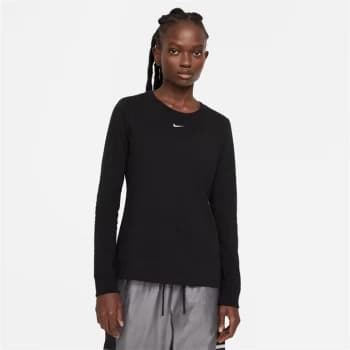 Nike Essential Long Sleeve T Shirt Ladies - Black/White