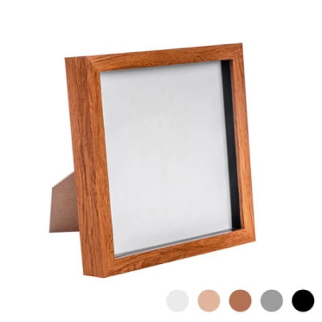 Nicola Spring 8 X 8" Photo Frame - Dark Wood - 3D Photo Frame Picture Frame Box Portrait Display Case (22.5 X 22.5Cm)