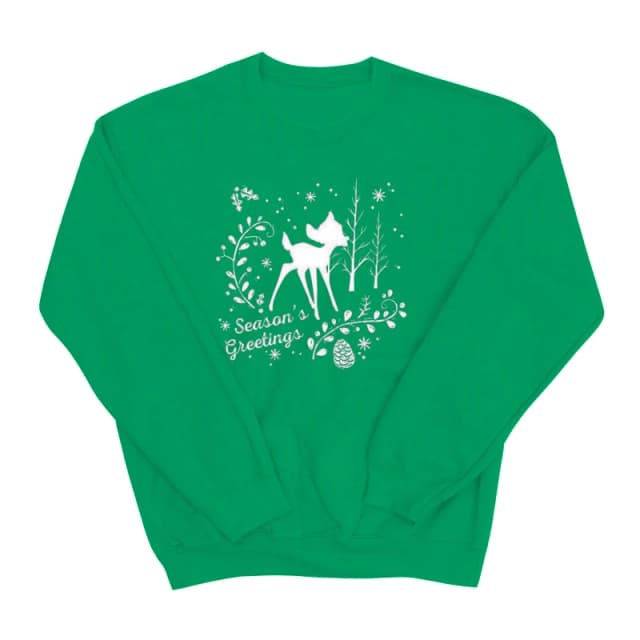 Disney Men Bambi Christmas Greetings Sweatshirt in Green Size: Small Green S Male 5057736000410