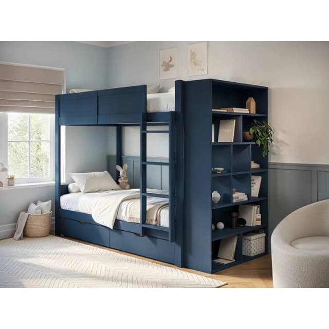 Flair Ruby Wooden Bunk Bed with Storage in Blue Size: Single Blue Unisex Single