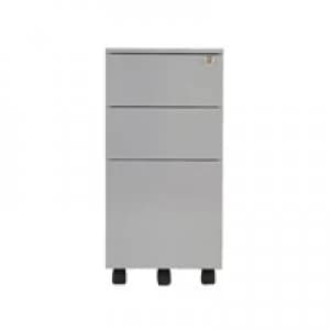 Jemini Mobile Steel 3 Drawer Pedestal Slimline Silver KF74157